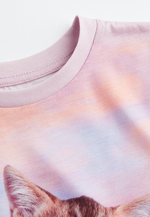 H&M - Oversized t-shirt - mauve / surfer cat 