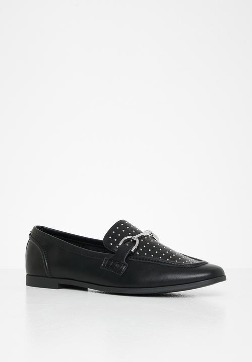 Steve Madden - Carrine-S leather loafer - black & silver 