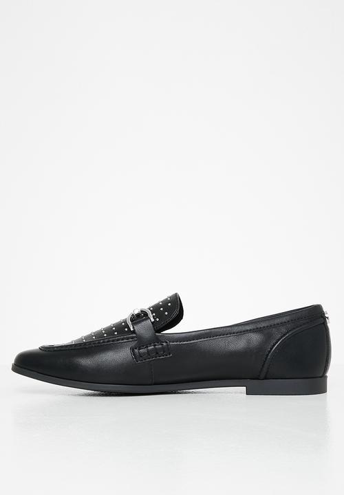 Steve Madden - Carrine-S leather loafer - black & silver 