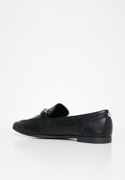 Steve Madden - Carrine-S leather loafer - black & silver 