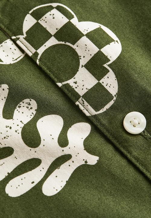 H&M - Relaxed fit short-sleeved cotton shirt - green