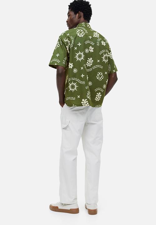 H&M - Relaxed fit short-sleeved cotton shirt - green