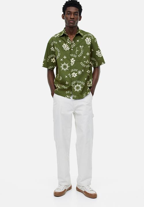 H&M - Relaxed fit short-sleeved cotton shirt - green