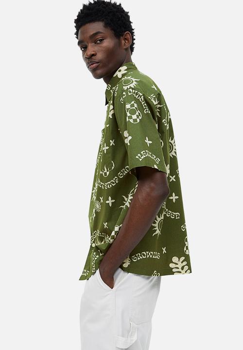 H&M - Relaxed fit short-sleeved cotton shirt - green