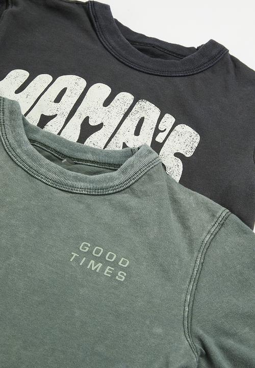 Cotton On - Multipack short sleeve print tee two pack - good times/mamas boy