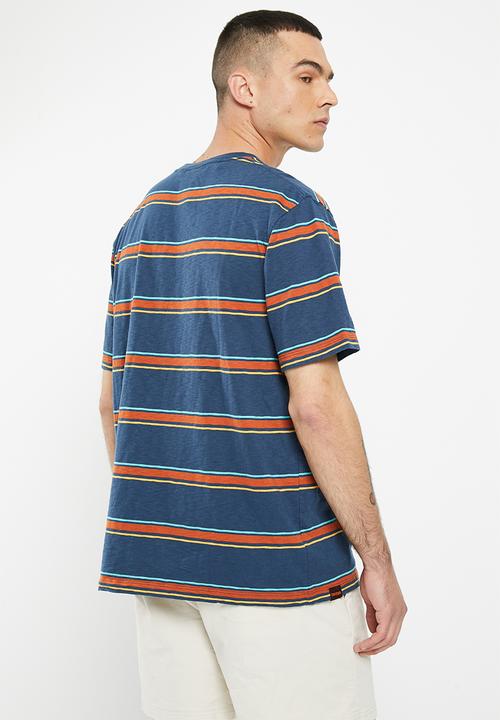 Superdry. - Vintage textured stripe tee - blue bottle stripe