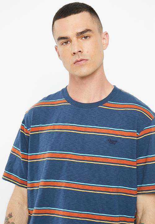 Superdry. - Vintage textured stripe tee - blue bottle stripe