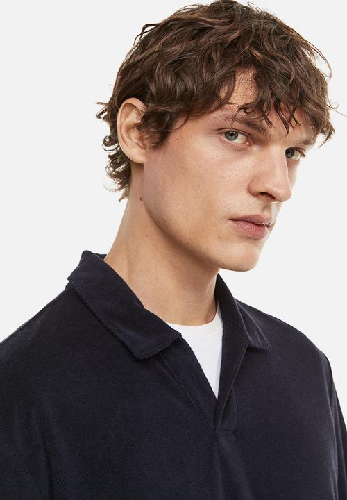 H&M - Regular fit terry polo shirt - navy blue