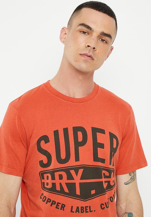 Superdry. - Vintage copper label tee - denim co rust orange