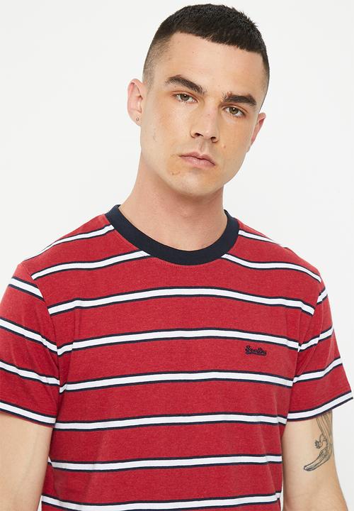 Superdry. - Vintage stripe tee - hike red marl stripe