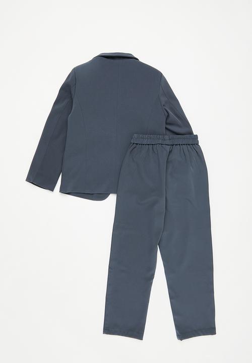 Pop Candy - Boys 2piece suit - blue & grey