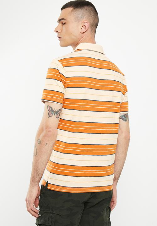 Superdry. - Vintage jersey stripe short sleeve polo - oatmeal stripe