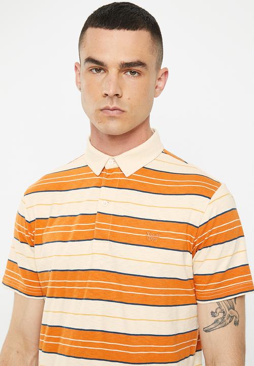 Superdry. - Vintage jersey stripe short sleeve polo - oatmeal stripe