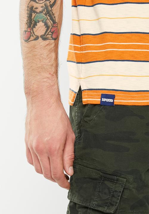 Superdry. - Vintage jersey stripe short sleeve polo - oatmeal stripe