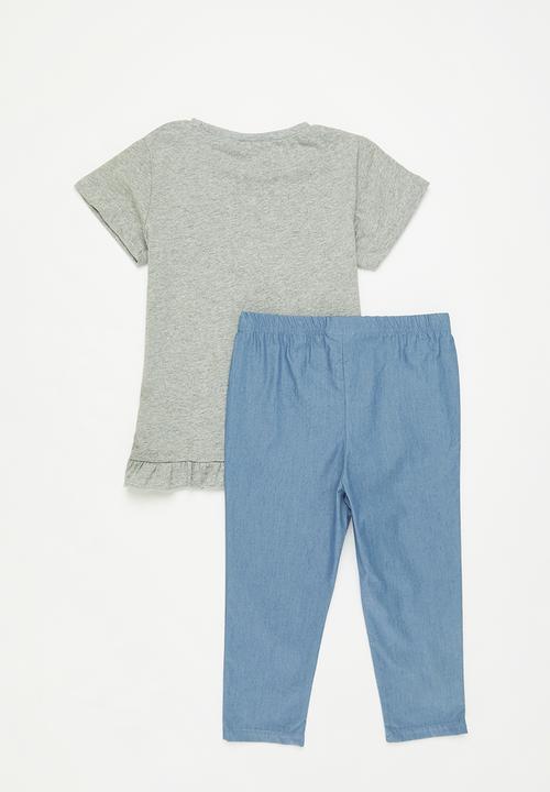 Pop Candy - Top and legging set - blue & grey