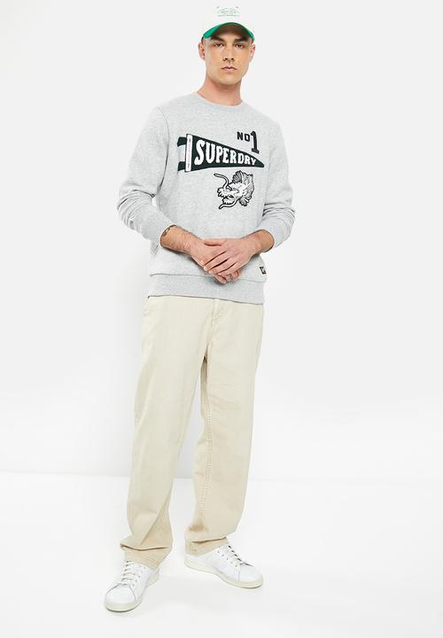 Superdry. - Vintage collegiate crew - athletic grey marl