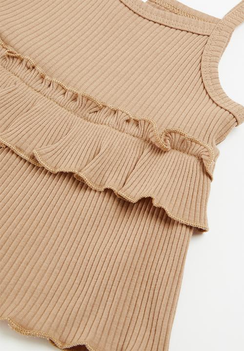Pop Candy - Girls frill top and bottom set - sand
