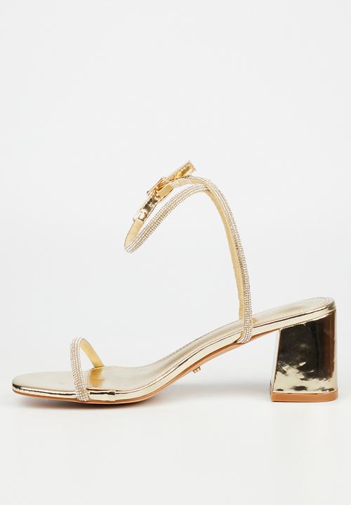 Miss Black - Bardot 1 block heel - gold