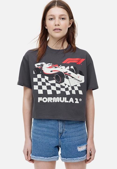 H&M - Oversized printed t-shirt - dark grey / formula 1 