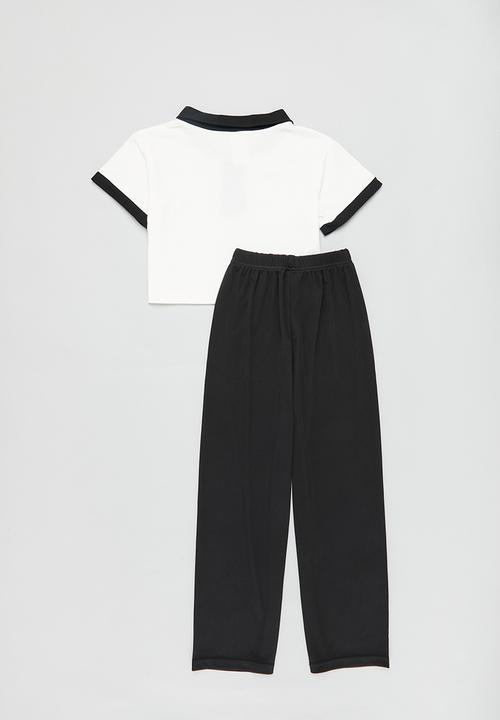 Pop Candy - Girls golf shirt and pants set - black and white