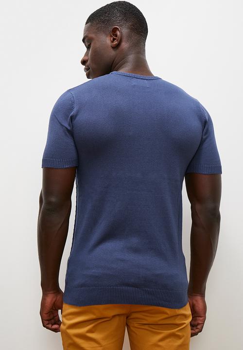 Lark & Crosse - Jacquard knit high neck tee - blue