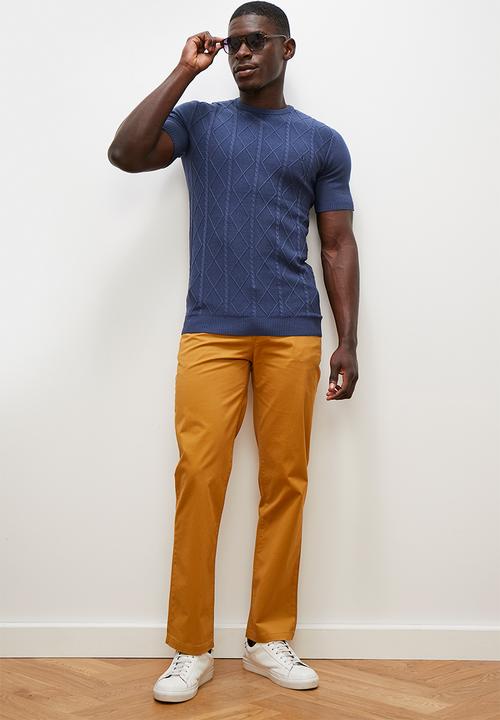 Lark & Crosse - Jacquard knit high neck tee - blue