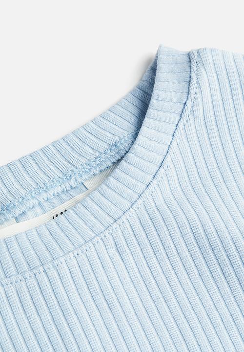 H&M - Ribbed cotton jersey top - light blue