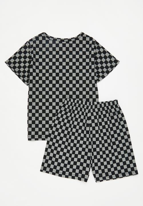 Pop Candy - Boys checkerboard pj set - black