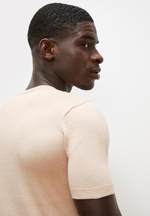 Lark & Crosse - Jacquard knit high neck tee - stone