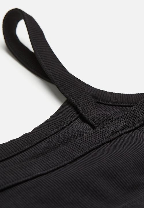 H&M - Ribbed jersey top - black