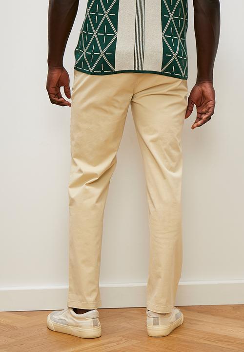 Lark & Crosse - Rob flat front peached chino pant - stone