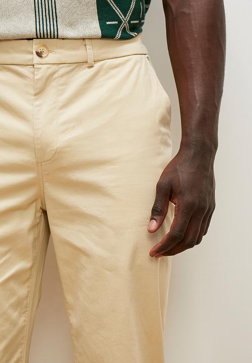 Lark & Crosse - Rob flat front peached chino pant - stone