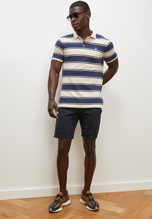 Lark & Crosse - Mpho flat front peached chinos - navy