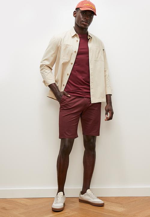 Lark & Crosse - Mpho flat front peached chinos - plum