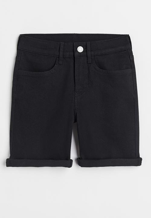 H&M - Denim shorts slim fit - black