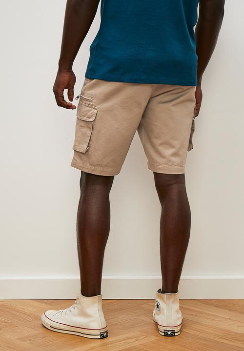 Lark & Crosse - Gareth washed utility cargo shorts - stone
