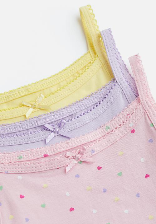 H&M - 3 Pack jersey vest tops - light pink hearts 