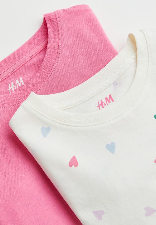 H&M - 2-Pack cotton T-shirts - pink hearts