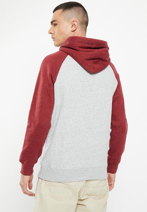 Superdry. - Vintage logo emb baseball hood - athletic grey marl / rhubarb marl