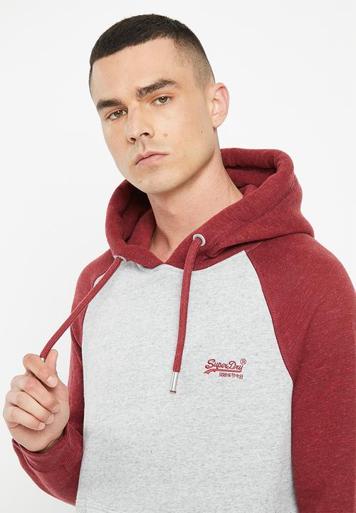 Superdry. - Vintage logo emb baseball hood - athletic grey marl / rhubarb marl