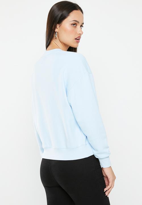 GUESS - Long sleeve cn round logo sweatshirt - helium