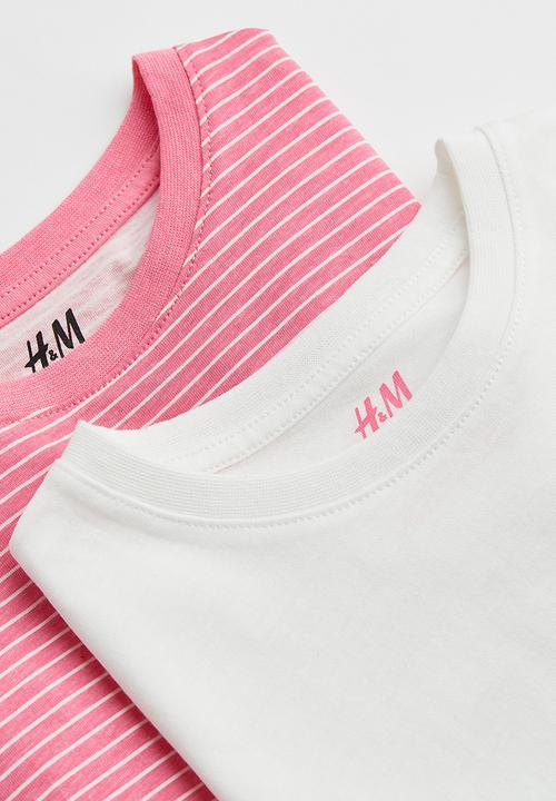 H&M - 2-Pack cotton T-shirts - pink striped 
