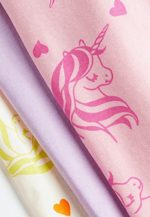 H&M - 3-pack leggings - lilac unicorns