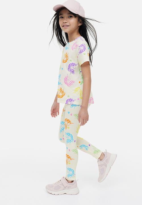 H&M - 3-pack leggings - lilac unicorns