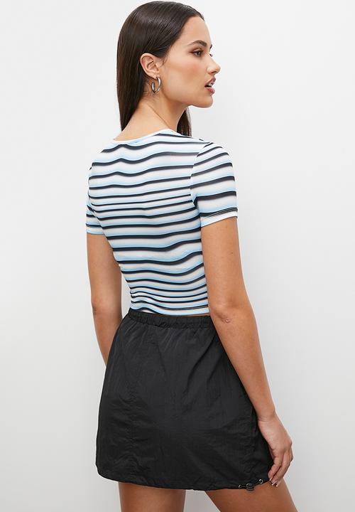 Blake - Painterly printed baby tee - distorted stripe