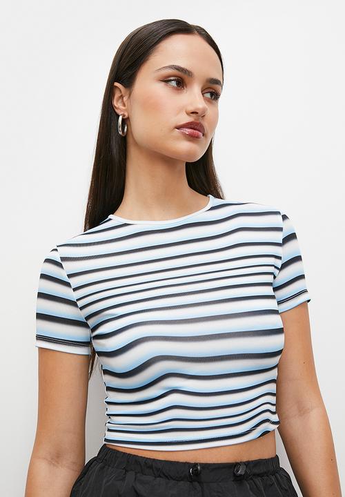 Blake - Painterly printed baby tee - distorted stripe