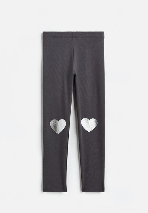 H&M - Leggings - dark grey hearts 