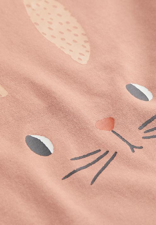 H&M - Puff-sleeved jersey top - beige-pink rabbit 