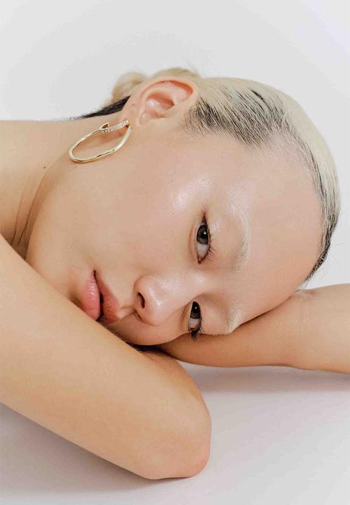 Rubi - Large hoop earring - gold plated diamante squiggle