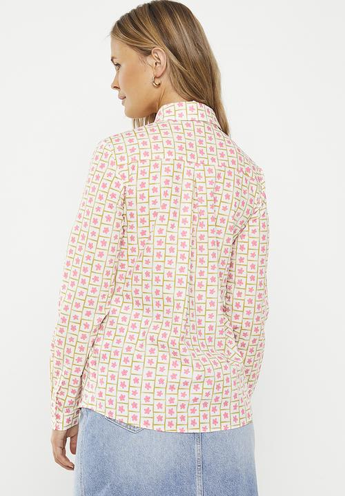 Glamorous - Daisy grid printed shirt - pink multi